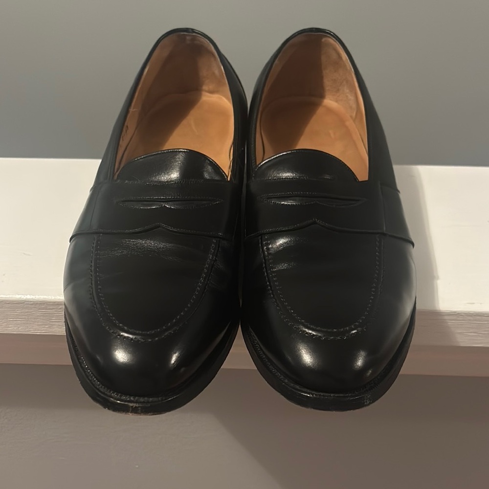 Johnston & Murphy Black Leather Slip-On Loafers